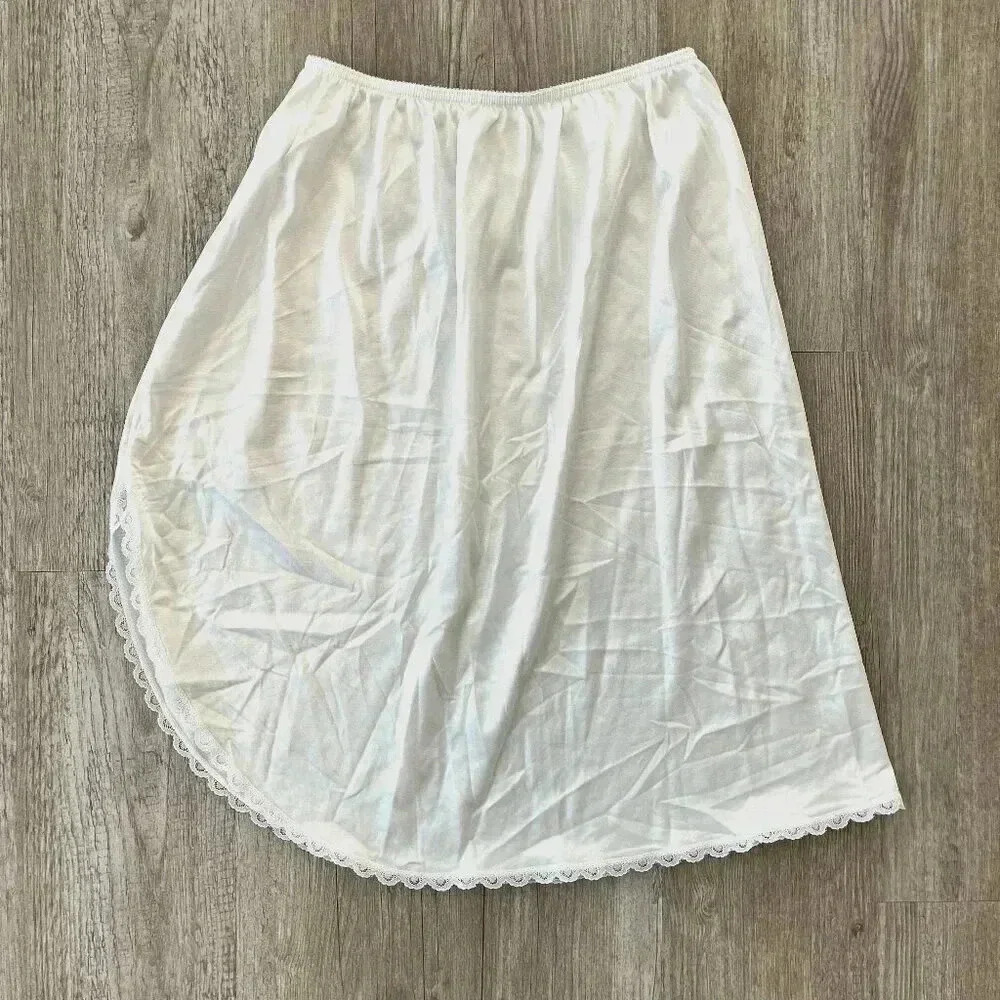 Womens Warner's Vintage White Slip Skirt - L